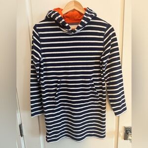Mini Boden Toweling Navy and White All in One Robe / Swim Cover Up Age 11-12